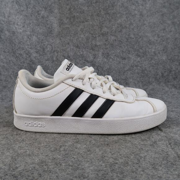 Adidas Shoes Youth 4 Casual Sneakers Court Trainers White Black Lace Up Big Kids - Picture 1 of 11